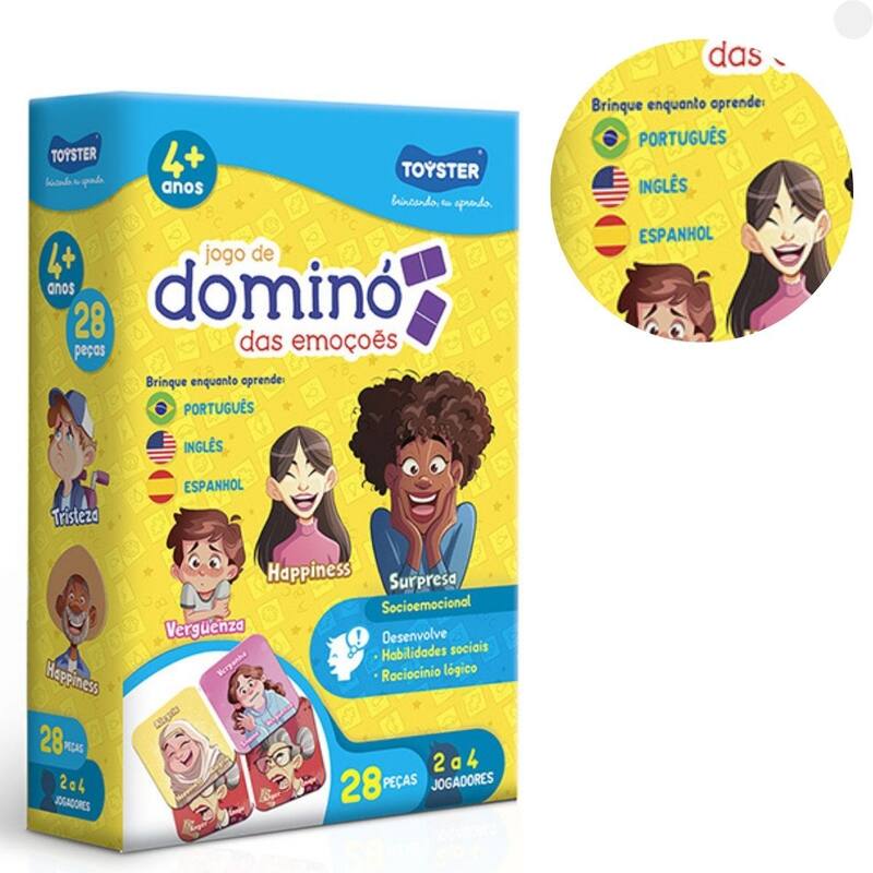 Jogo de Dominó das Emoções Português Inglês Espanhol 3271
